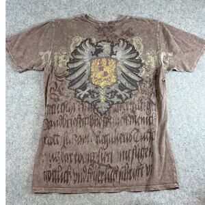 Monarchy Los Angeles Shirt Mens Brown Graphic Studded Edgy Grunge Biker Tee  XL